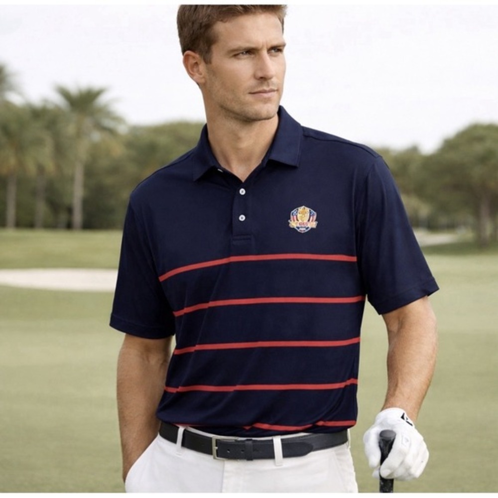 RLX Ralph‎ Lauren USA 2020 Golf Polo XXL Navy Red Stripe Performance